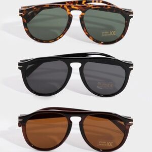 Plastic Full Frame Aviator Sunglasses (SUN1006) Brown Print